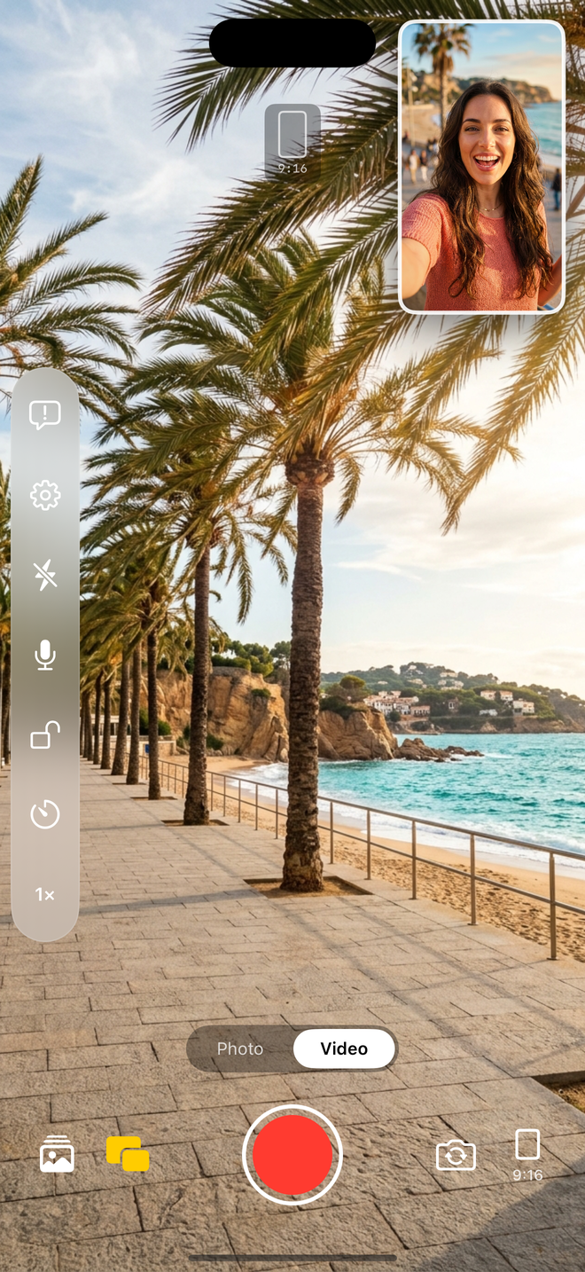 DualCam Picture-in-Picture rectangle overlay mode